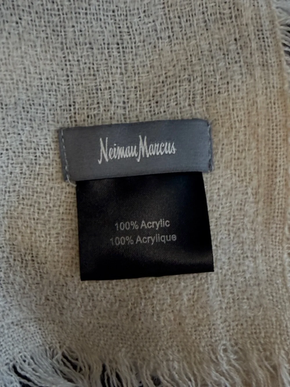 Neiman Marcus Cream Geo-Print Soft Throw Scarf